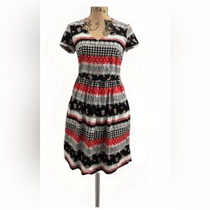 Modcloth Black and Red Lace Patterned Midi Dress